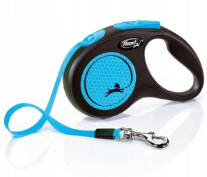Flexi Neon Smycz taśma M 5m niebieska do 25kg
