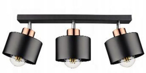 Olena Lampa Sufitowa Czarna 3x60w E27 Klosz Czarny