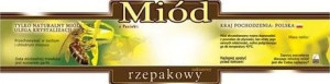 ETYKIETA ozdobna na miód RZEPAKOWY 100szt etykiety rzepak E218