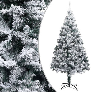 Sztuczna choinka flokowana śniegiem z LED, zielona, 400 cm, PVC