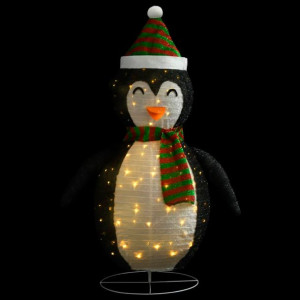 Dekoracja świąteczna, pingwin z LED, luksusowa tkanina, 90 cm