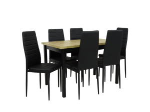 Zestaw 6 krzeseł CH-03 czarne + Stół M-10 czarny, blat grandson 70x120/160
