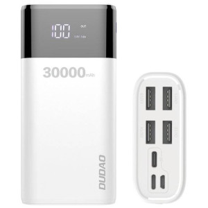 Dudao power bank 4x USB 30000mAh z wyświetlaczem LCD 4A biały (K8Max white)