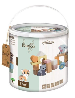 Joueco Drewniane klocki w wiaderku The Wildies Family