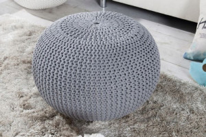 Pufa dziergana Leeds 50 cm szara