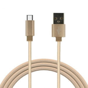 Kabel TYP 1 USB na Typ C metalowe końcówki QC 3.0 1 metr złoty