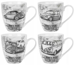 Kubki Porcelana Garbus Ogórek Prezent 4 X 550ml.