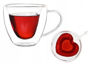 Zestaw Termiczna Szklanka Filiżanka Serce 2x250ml