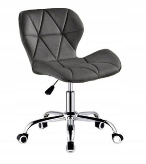 Krzesło Obrotowe Biurowe Welurowe Fotel na kółkach SZARY CIEMNY