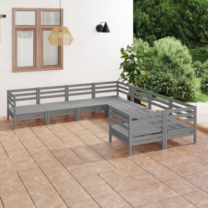 Lumarko 8-cz. zestaw mebli wypoczynkowych do ogrodu, szary, sosnowy