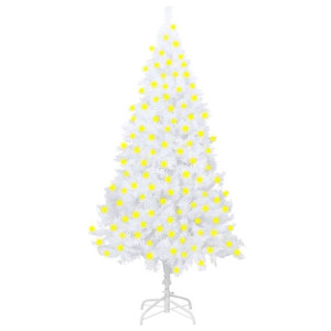 Sztuczna choinka z lampkami LED, grube gałązki, biała, 210 cm