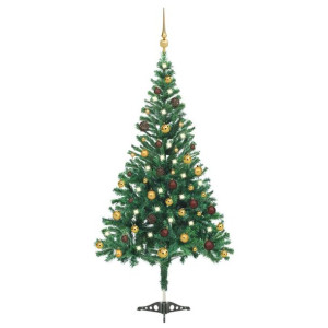 Sztuczna choinka z lampkami LED i bomkami, 210 cm, 910 gałązek