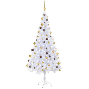Sztuczna choinka z lampkami LED i bombkami, 180 cm, 620 gałązek