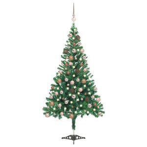 Sztuczna choinka z lampkami LED i bombkami, 120 cm, 230 gałązek
