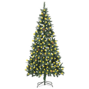 Sztuczna choinka z lampkami LED i szyszkami, 210 cm