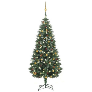 Sztuczna choinka z lampkami LED i bombkami, 180 cm