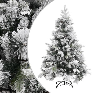 Choinka flokowana śniegiem i szyszkami, 150 cm, PVC i PE