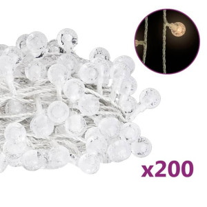 Lampki świąteczne, 20 m, 200 diod LED, ciepła biel, 8 funkcji