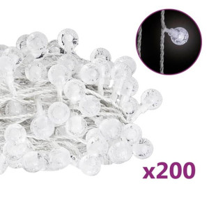Lampki świąteczne, 20 m, 200 diod LED, zimna biel, 8 funkcji