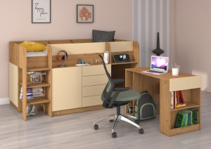 EMI L antresola łóżko bez mat. dąb artisan / krem $om