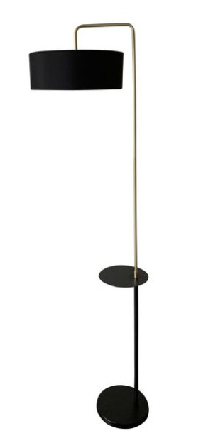 Impact Lampa Podłogowa Czarny+złoty Matowy 1x40w E27 Abażur Czarny