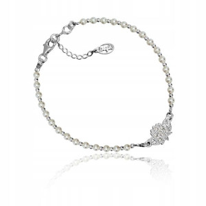 Bransoletka perełki Swarovski Elements srebrna