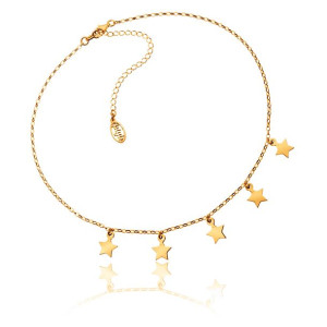 Choker z gwiazdkami srebrny pozłacany