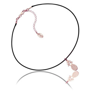 Choker z zawieszką ananas złocenie różowe