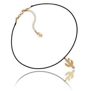 Choker z zawieszką kaktus pozłacany