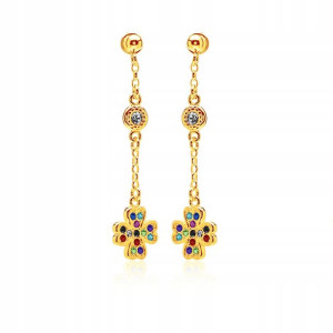 Kolczyki koniczynki Swarovski Elements srebro pozł