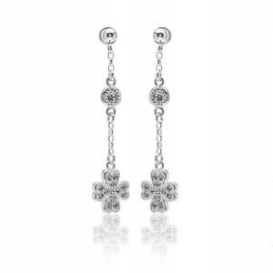 Kolczyki koniczynki Swarovski Elements srebrne