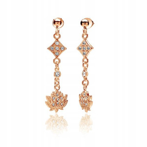 Kolczyki kwiat lotosu Swarovski Elements sreb. róż