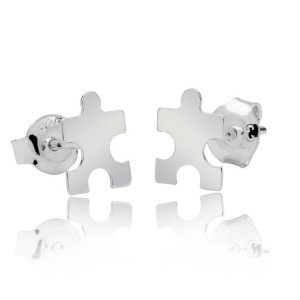 Kolczyki puzzle sztyft rodowane