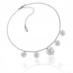 Naszyjnik liście monstery srebrny rodowany