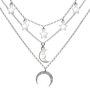 Naszyjnik warstwowy Layered necklace rodowany