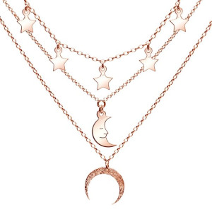 Naszyjnik warstwowy Layered necklace złocenie róż