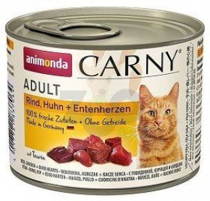 ANIMONDA Cat Carny Adult smak:  Wołowina, kurczak i serca kacze  6x200g