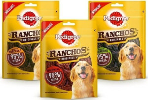 PEDIGREE Ranchos Originals Bogaty w kurczaka 70g + Ranchos wołowina 70g + R