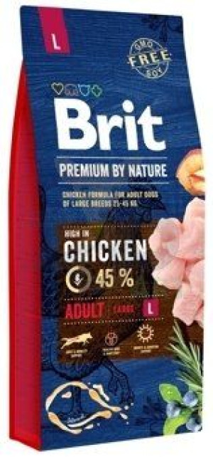 BRIT Premium By Nature Adult L 15kg + BAYER Drontal - Dog flavour 2tabl.- ś