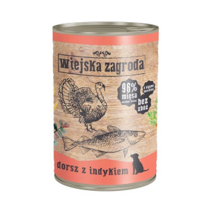 Wiejska Zagroda Dorsz z indykiem 6x400g dla psa