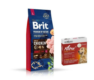 BRIT Premium By Nature Adult L 15kg + VET-AGRO InPar- tabletki odrobaczając