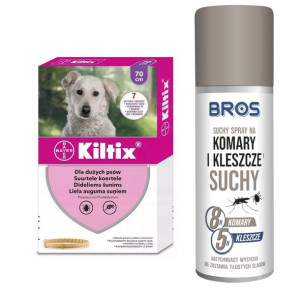 BAYER Kiltix Obroża dla psów dużych dł, 70cm + BROS suchy spray na komary i