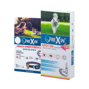 FREXIN Krople przeciw ektopasożytom dla kota 1 ml + FREXIN Obroża insektobó