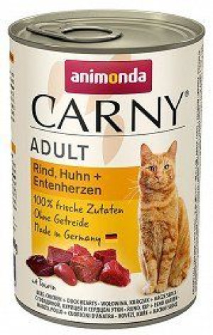 ANIMONDA Cat Carny Adult smak:  Wołowina, kurczak i serca kacze  400g