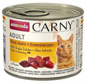 ANIMONDA Cat Carny Adult smak:  Wołowina, kurczak i serca kacze  200g