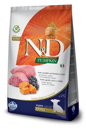 Farmina N&D Pumpkin Grain Free canine LAMB & BLUEBERRY PUPPY MINI KARMA SUC