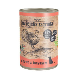 Wiejska Zagroda Dorsz z indykiem 400g dla psa