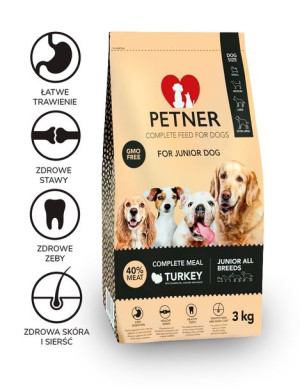 PETNER Karma JUNIOR ALL BREEDS dla młodych psów wszystkich ras z indykiem 3