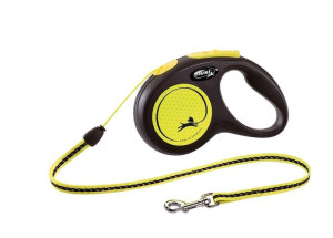FLEXI Smycz oryginalna New Neon żółta S - 5m do 12kg - linka