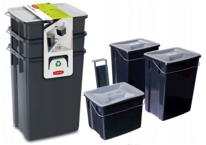 Curver Zestaw 3 pojemników do segregacji odpadów (2x10l,6l,pokrywki)